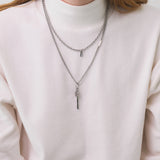 Men's two-line necklace stick pendant_CLEF DUAL C STICK B NEC