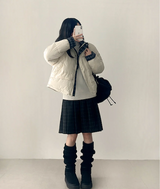 Daring checkered lining point short padded coat