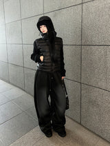 Dark gray dust washing pants