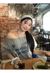 Control off-shoulder loose fit short-sleeved T-shirt