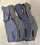 Hula stripe hooded knitwear zip-up