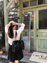 Classic ribbon school bag_black