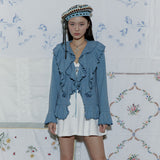HIPPIE RUFFLE CARDIGAN_BLUE