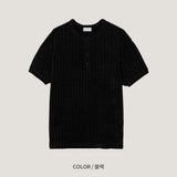LMN Benny a ribbed bone Henley Neck Short Sleeve (4 colors)