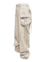 CUT OUT STRING CAGO PANTS . DRITY BEIGE