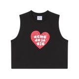 25SS UGLY HEART CROP SLEEVELESS BLACK