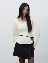 handmade knit flower strap - black   