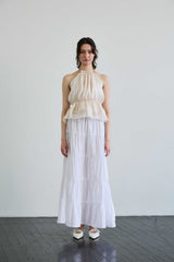 PEARL HALTERNECK TOP / IVORY