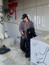 No.0998 pigment embro hood zip-up