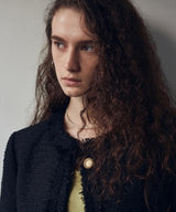 FRINGE TWEED JACKET_BLACK