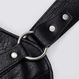 Studded Leather Shoulder Bag (Black)