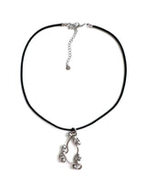 Adinkra シンボルピースメイキングブラックストラップネックレス (size: 2type)