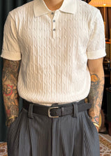 S/S Cable Collar Short Sleeve Knit 8COLOR
