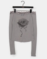 Chev Rose Lace Off-Shoulder Long Sleeve T-shirt