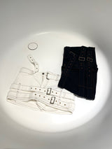 1206. 3 Belt hip denim mini sk (2color)