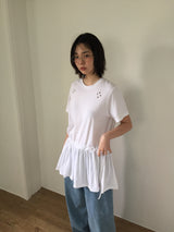 Eyelet Ruffle Crewneck T-Shirt (3color)