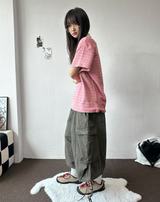 Down Loaf Two-Style Pigment Balloon Cargo Bermuda Shorts 3color