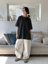 WAFFLE BUTTON OVERSIZED TEE (3C)