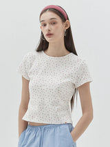 KIRSH PLAIN CHERRY SEMI CROP T-SHIRT - WHITE