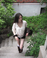 [ pure beauty 🤍 ] hees puff white & lace blouse