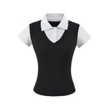 Alessa Layered Collar Slim Top