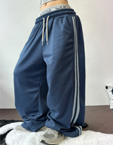 TRACK THREE LINE WIDE PANTS 🤍🎀 FLEECE- PICKABLE 💕🤎🖤5COLOR