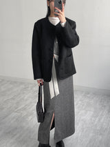 [2oz lining] Hairy wool round jacket