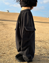 (LUXURIOUS VELVET💎/NOT CHEAP) TWO-PLEAT VELVET STRING CARGO ELASTIC PANTS