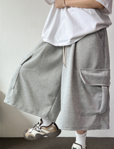 FORMAL BASIC CARGO WIDE BERMUDA 🤎🩶🖤🤍4COLOR