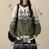 Denby snowflake Nordic button knit cardigan