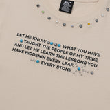 Rivet Point Lettering Tshirts Beige
