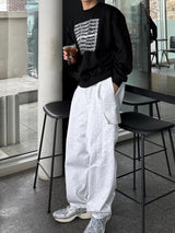 Snap cargo wide sweatpants