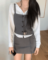 Tailor Mono Button Bustier Back Slit Top