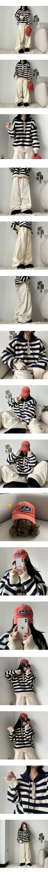 Dela Warmer Color Hooded Button Dangora Knitwear