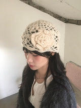 Flower knitted beanie