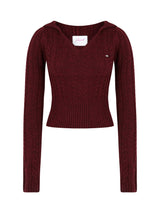 Cable V-Neck Hooded Knit