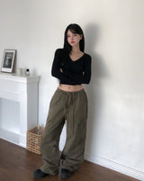 Pint Crop V-Neck Slim Long Sleeve