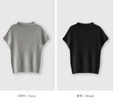 Rear Cashmere Mock Neck Cap Sleeve Knit / 5 colors