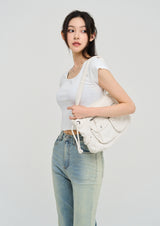 [U-BASIC] Poke Span Square Cap Sleeve T-Shirt