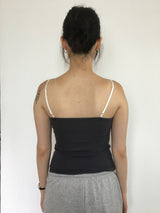 V-cut lace sleeveless (4color)