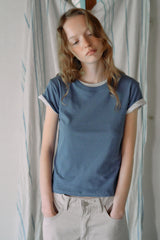 T/T スカルプテッド ハーフTシャツ (blue)