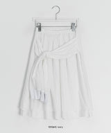 Karohi Sleeve Layered Check Shirring Midi Banding Skirt