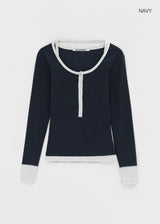 [MADE] Hato Layered Halter Henley-Neck Long-Sleeve Tee