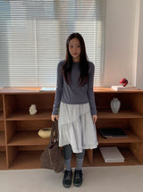 タカン ストライプ ラウンド ロングスリーブ Tシャツ