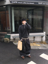 No.1537 Vワイドノンフェードデニムパンツ