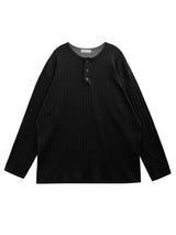 シンプルラインヘンリーネックロングスリーブ3C