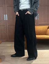 [Unisex] サイドタックスナップワイドデニムパンツ(2color)