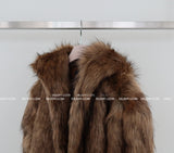 High-quality hooded fake fur jacket