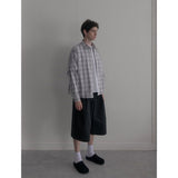 Vintage washing beige check shirts