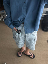 ASCLO ウォッシュドカモデニムハーフパンツ (2color)
